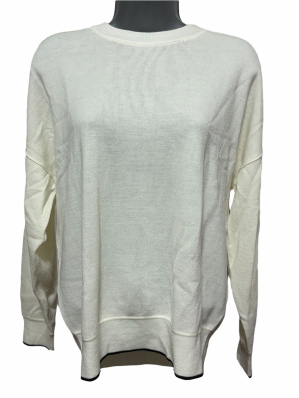 NWT Madewell Merino Wool Pullover Sweater in medium in white with black trim